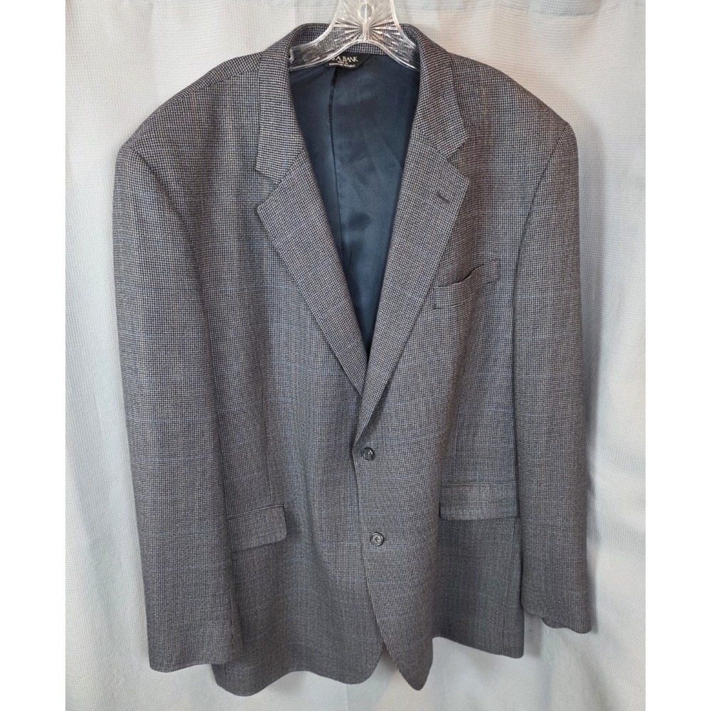 Jos A Bank 50L Gray Black 100% Wool Executive Mens Blazer Jacket Sport Coat - Picture 1 of 11